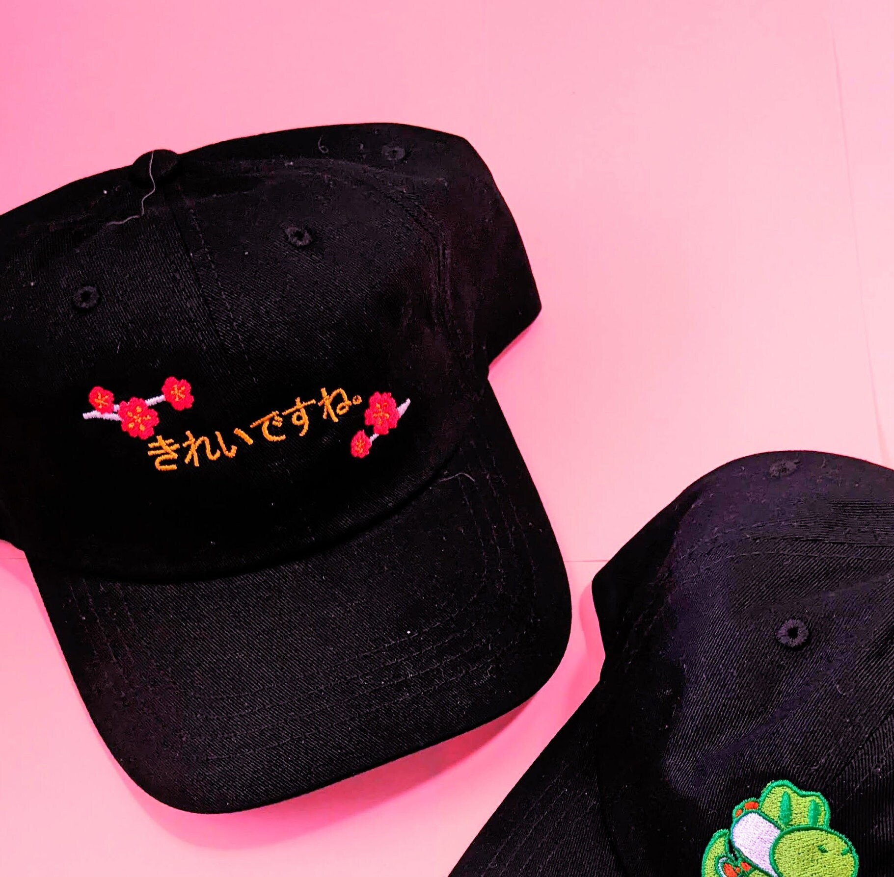 Kirei Desu Ne? Dad Hat Schwarz | Japanische Phrase bestickte Mütze | Trendy Streetwear Hübsches Streetstyle im Kawaii-Stil