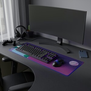 Tapete de mesa para jogos com LED Kawaii Space | Mousepad imagem 6