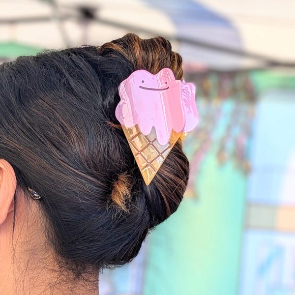 Ditto Ice Cream Hair Claw: Anime Kawaii Pastel Clip