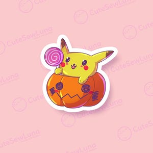Halloween Pumpkin Stickers Spooky Pokémon-Inspired Vinyl Stickers Cute Halloween Décor  Kawaii Pumpkin Stickers Halloween Sticker Set