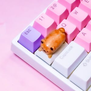 Baguette Dog Artisan Keycap: Whimsical Polymer Clay Keycap