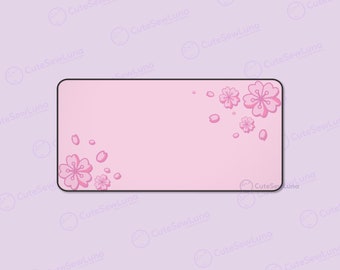 Sakura Deskmat: Cherry Blossom Corner Design, Japanese Floral Mouse Pad