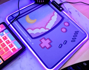 Game Boy RGB LED Mousepad: Kawaii Sakura Gaming Desk Mat