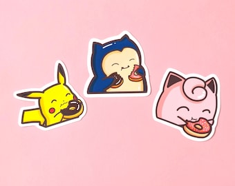 Pegatina de vinilo de PokeDonut: calcomanía de comida de videojuego kawaii