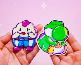 Super Mario RPG Mallow Adorable Fat Yoshi Dino Aufkleber - Niedlicher Kawaii Vinyl Aufkleber für Super Mario RPG Fans, Wetter- und UV-Beständig