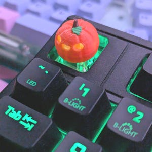 3D Printed Halloween Pumpkin Keycap: Spooky Backlit Mechanical Keyboard Accessory