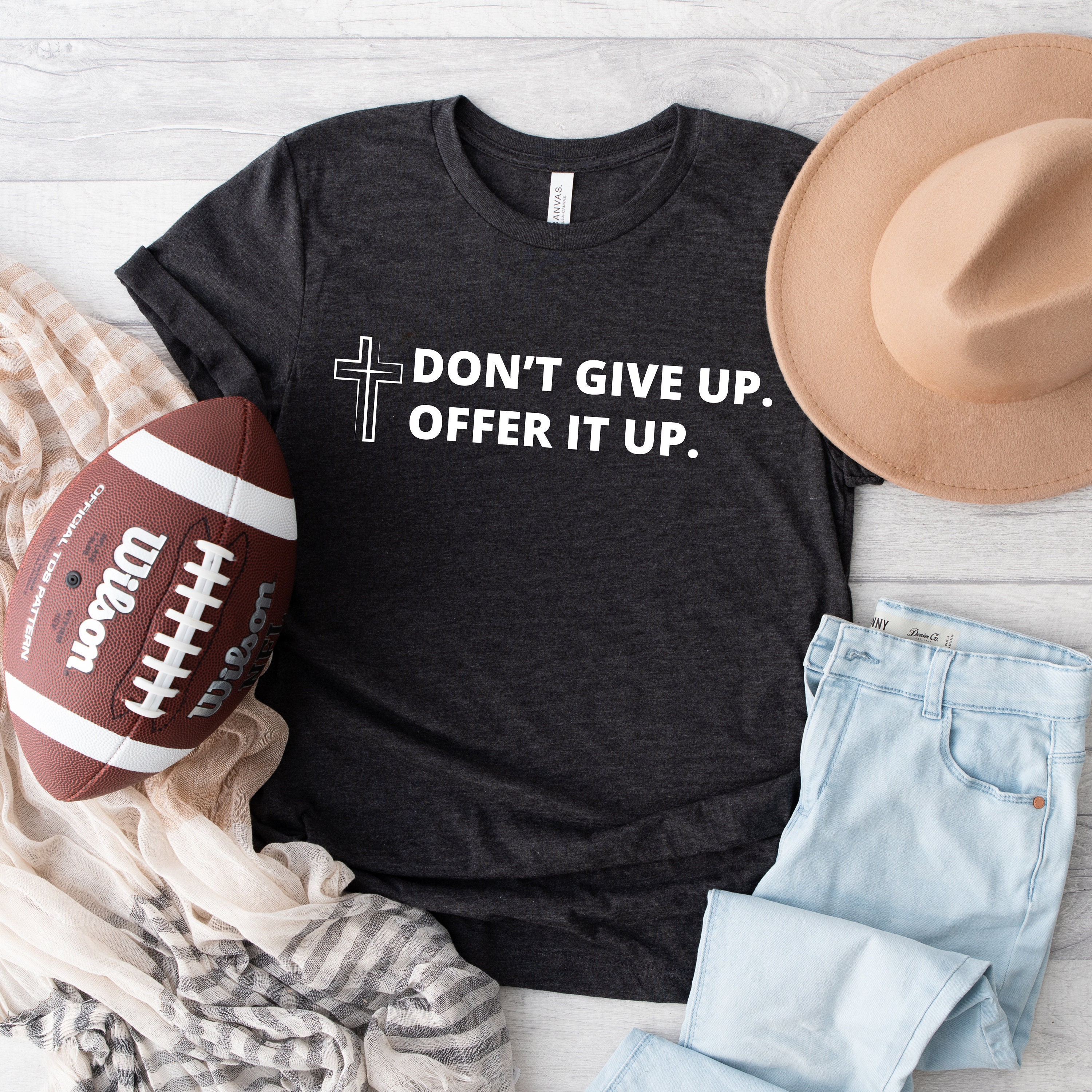 Offer It Up Catholic Tee, Dark Grey Heather