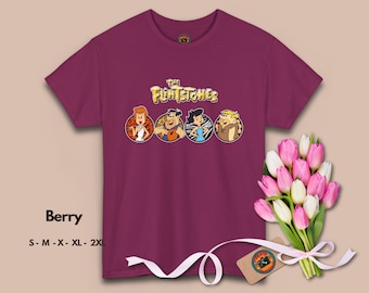 The Flintstones Family T Shirt, Vintage Cartoon Tee, Fred Wilma Betty Barney Shirt, Retro Character Graphic Tee, Birthday gift, funny tee .