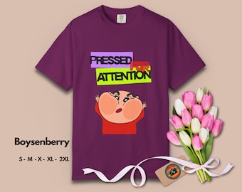 Shin Chan Shirt, Pressed for Attention Meme Tee, Cute Anime Graphic Shirt, Funny Kawaii Cartoon Gift, Retro anime shirt, 90s anime, gag gift