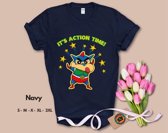 Shin Chan Comic Style T Shirt, Retro Anime Cartoon Graphic Tee, Cute Manga Shirt, Fun Gift Idea for Cartoon & Anime Fans, Pop Culture Fans