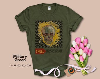 Skull Van Gogh Shirt, Aesthetic Fashion, Vintage Art Print, Artistic Clothing, iconic Tshirt, Brown Art Print, Skull T-shirt, Skeleton Shirt