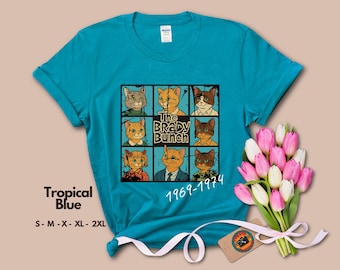 The Brady Bunch Retro T Shirt, 70s Cats Graphic Tee, Vintage Sitcom Shirt, Unisex Nostalgic Gift, classic tv fans shirt, Cat lover gift tee