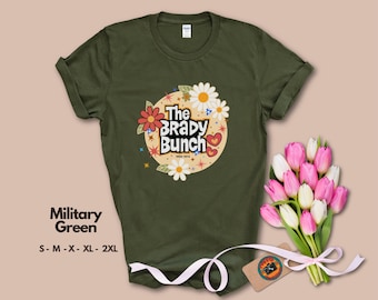 The Brady Bunch Retro T Shirt, 70s Floral Graphic Tee, Vintage Sitcom Shirt, Unisex Nostalgic Gift, classic tv fans shirt, groovy gift tee