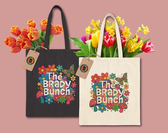 Brady Bunch Retro Tote Bag, Vintage 70s TV Show Canvas Bag, Classic Pop Culture Sitcom Merch, Nostalgia Gift for Fans, Vintage Sitcom bag