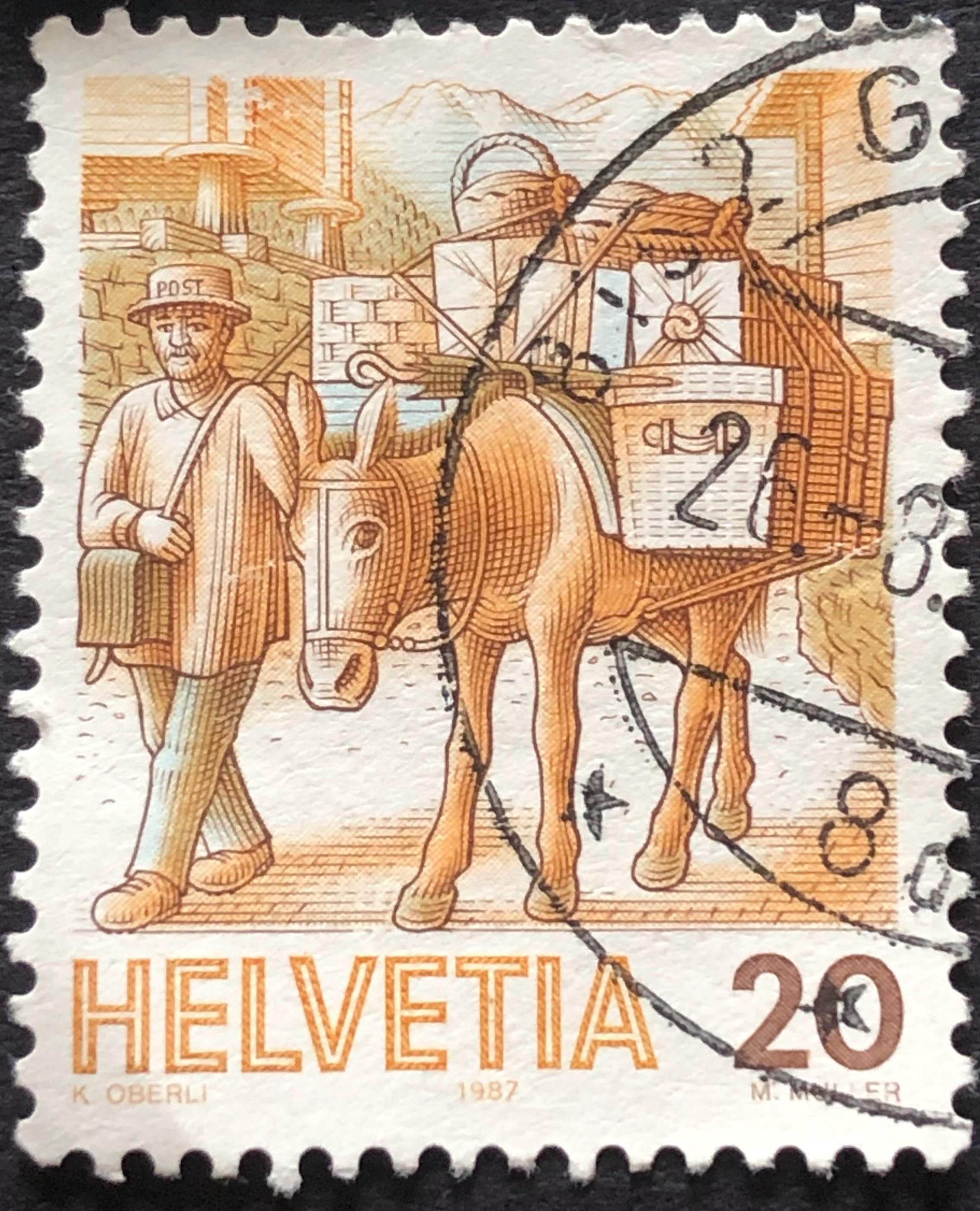 Switzerland Helvetia 20 stamp, stamp N1 acceptable condition nice colour….