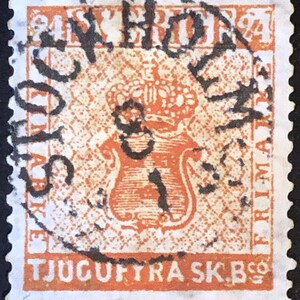 Mi#5b black Stockholm cancellation Sweden stamps 1855-57  cat.3000 euro