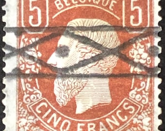 レオポルド2世、ベルギー切手5f 1869-1878 sc.39a カタログ: 1000ユーロ、茶色