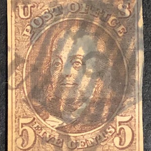 ベンジャミン フランクリン 1847 年 米国切手 5 セント スコット #1 米国 茶色 USA
