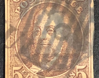 ベンジャミン フランクリン 1847 年 米国切手 5 セント スコット #1 米国 茶色 USA