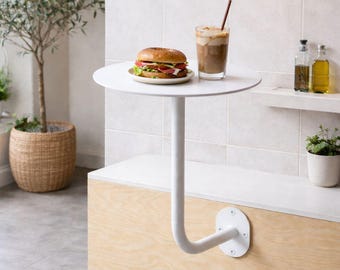 Wall Mounted Cafe Table, Industrial Metal Wall Mounted Cafe Table | Space Saving Bistro Bar Counter