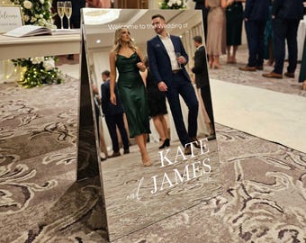 Custom Selfie Mirror Wedding Sign, Personalized Photo Booth Mirror, Mirrored A Frame Sign, Wedding Reception Decor