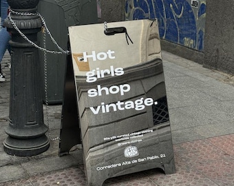 Custom A-Frame Sidewalk Sign, Brushed Silver Metal Sandwich Board, Business Storefront Display