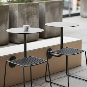 Space Saving Bistro Table for Commercial Use, Industrial Metal Wall Mounted Cafe Table | Suitable for Bench Installations, Bar Counter