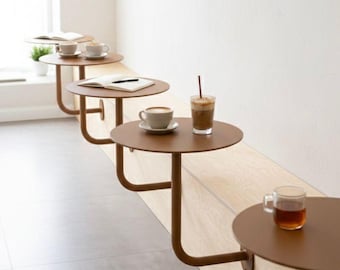 Mesa de café industrial de metal para pared/Mesa de bistró compacta para uso comercial, ideal para instalación en banco y barra de bar.