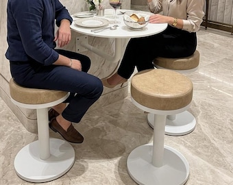 Boutique Coffee Shop Statement Stool, Aesthetic Bistro Seating, Minimal Round Interior Furniture, Designer Cafe Stool