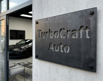 Custom Metal Brand Sign – Personalized Steel Logo Wall Sign for Storefront, Laser Cut Business Signage
