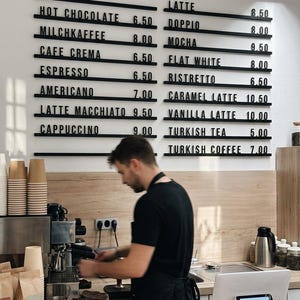 Restaurant Menu Board, Wall Mounted Wooden Rails, Cafe Coffee Shop Menu ...