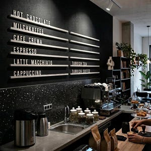 Restaurant Menu Board, Wall Mounted Wooden Rails, Cafe Coffee Shop Menu ...