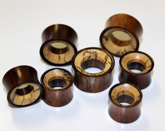 Real Gauge, Natural Organic Sono and Tamarind Wood, Hand Made, Tribal Style, Hollow Plug Earring, 14mm, 16mm, 18mm, 20mm