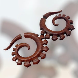 Faux Gauge ,Fake Gauge Earrings,tribal style,Tribal Expander Split,organic ,Fake Piercings, wood