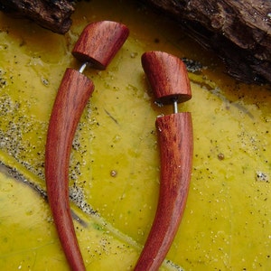 Fake gauge Earrings, blood Wood, Organic,  Tribal Expander ,Split  earrings,tribal,hand made,organic,natural M
