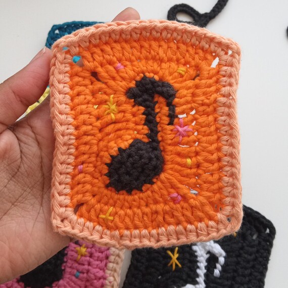 Music Note Crochet Square PDF Crochet Pattern - 2 Sizes Beginner