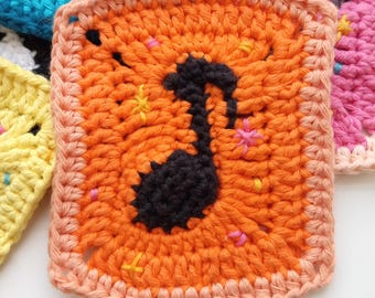 アイドル [MINYYUNY] Crochet Square Label Color Music Note Crochet Square PDF Crochet Pattern - 2 Sizes Beginner