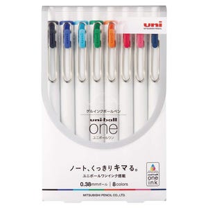 Uni-ball ONE  Gel Ink Ballpoint Pen 0.38mm - Single pen or 8 colour box set, Made in Japan Calligraphy, Brush lettering, illustration