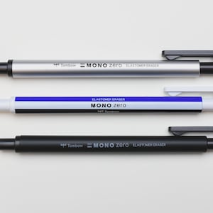 TOMBOW MONO Zero Precision Round Tip Elastomer Eraser 2.3mm Striped Retractable Automatic Pencil Rubber - Made in Japan