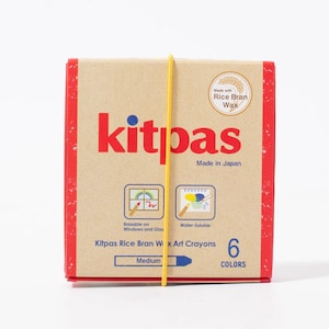 Kitpas Medium 6-Farben-Set, umweltfreundliche Reiswachsmalstifte für Babys, Kleinkinder, Kinder, ungiftig und sicher, mit Wasser abwischbar, auf pflanzlicher Basis