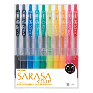 Zebra Sarasa Clip Gel Pen 0.5mm - 10 colours box set, Made in Japan back to school arts office supplies ball pen set
