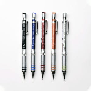 Könnte beinhalten: Fünf Zebra Tect 2way 05 Druckbleistifte in Schwarz, Blau, Rot, Orange und Grün. Jeder Stift hat einen silbernen Schaft, einen schwarzen Clip und den Text "Tect 2way 05". Die Stifte sind vertikal auf weißem Hintergrund angeordnet.