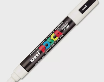 Uni Posca PC-5M White Paint Marker Medium Round Tip 1.8mm Water-Based Japanese Multi-Surface Water-Based Ink Opaque sign pen Made in Japan