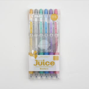 Pilot Juice Gel Pen Set 0.5mm Metallic Ink 6 Shiny Colours for Cards, Notes, Crafts Japanese Smooth shimmer sparkling Writing Pen Set
