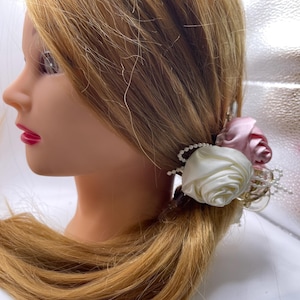 Handmade Silk Rose Hair Claw Clip, 5 inch Large Floral Claw,Dual-Tone Rose Hair Accessory, Elegant Hair Claw Clip