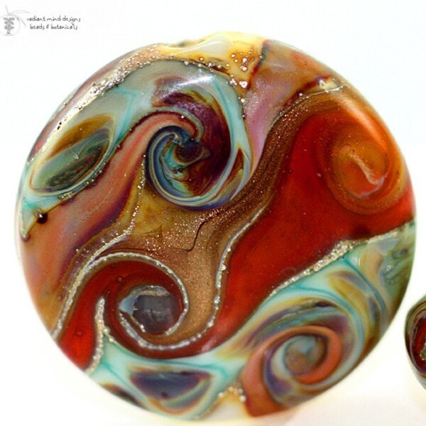 Lampwork Bead SANTA FE Button shaped bead Handmade Glass Goodness for your Inspired Designs