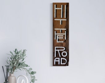 Original Art by Lennard Schuurmans. 8.5" x 33"  Contemporary Street Art. Reading "Hit The Road"