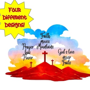 Gebed heeft kracht - geloof verzet bergen - Gods liefde faalt nooit - png - transparante achtergrond - 4 ontwerpen