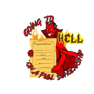 Indo para o inferno com uma bolsa de estudos integral - PNG - Fundo transparente - 3 layouts diferentes
