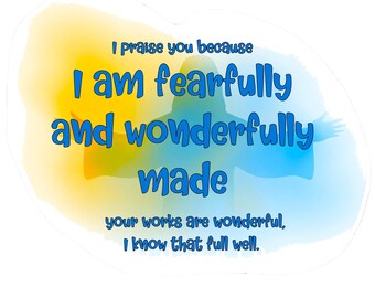 Sono stato fatto in modo stupendo e meraviglioso Salmo 139:14 - PNG - Sfondo trasparente - 4 Designs